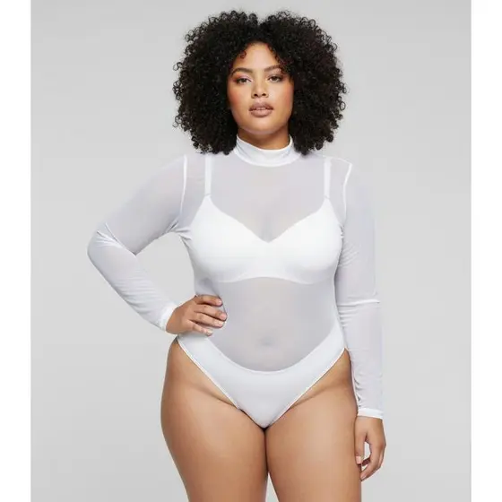 Body Plus Size Manga Longa Transparente e Estiloso