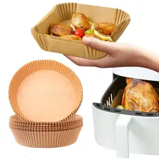 Forma de Airfryer Descartável Quadrada 1,8L Redonda 1L Papel Fritadeira Forro Antiaderente
