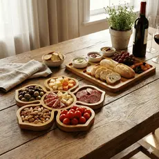 Kit Petisqueira Flor + Petisqueira Quadrada MDF 30x30 Premium Servir Frios Churrasco Petiscos