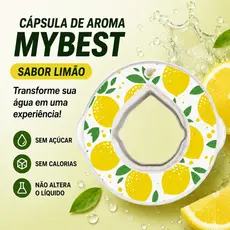 Cápsula de Aroma MyBest Limão - Cápsula de Sabo Garrafa Zero Açúcar Hidratação com Estímulo Olfativo