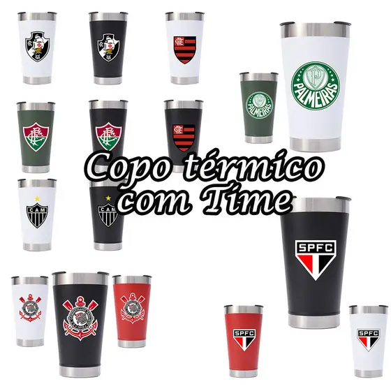 Times Copos térmico coleção com tampa e abridor 473ml