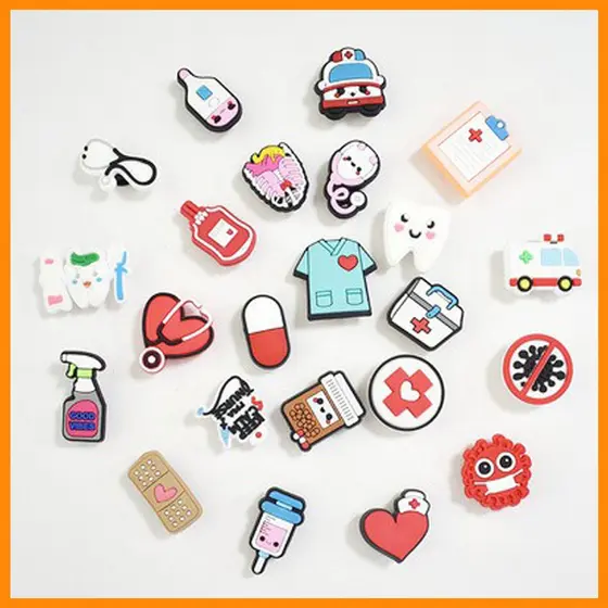 Estoque Pronto Para Acessórios para sandálias Pins Colorfully Medical Support Botão De Encanto Sapatos De Bricolagem