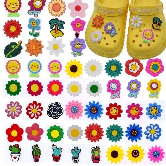 Acessórios para sandálias Pingente Botão Botões Flores Cartoon Sapatos De Bricolage De Encanto