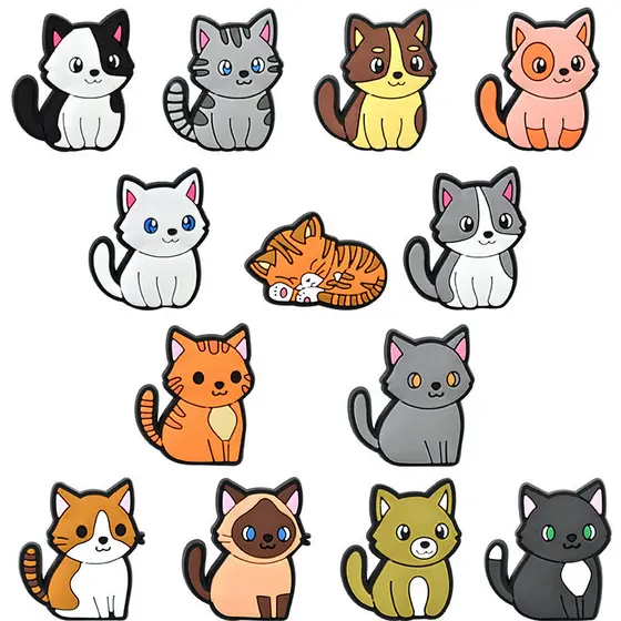 Encantos De Sapato Para Tamanco Decoração Gato Dos Desenhos Animados Animais Bonitos Pinos
