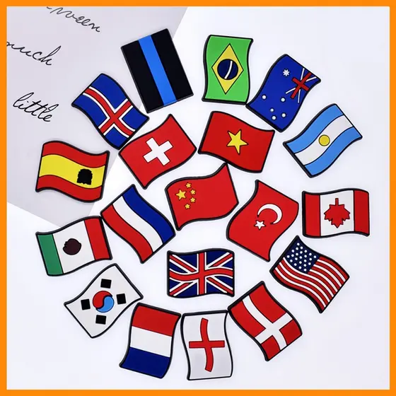 Encantos De Sapato Para Decoração De Tamanco Botão De Alfinetes De Bandeira Nacional