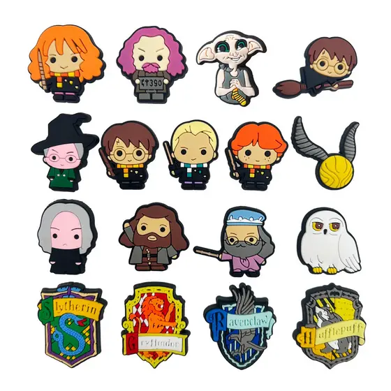 Pins PVC Novo Desenho Animado Harry Potter Bonito Chinelo Sapatos Botão Charme