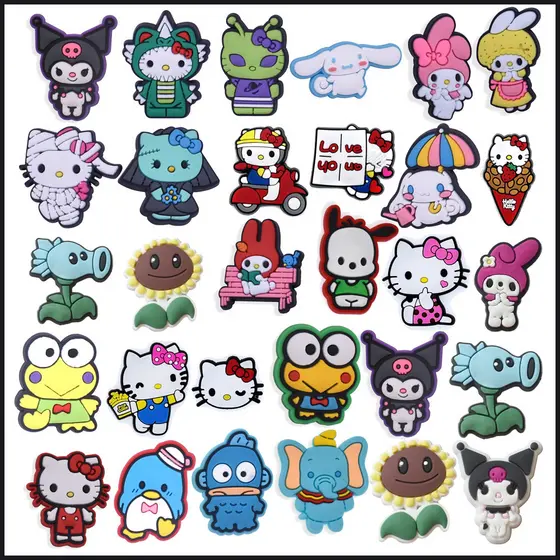 Encantos De Sapato Para Tamanco Decoração Decorações Novo Sanrio Kity Kuromi Melodia PVC Desenhos Animados Bonitos Pinos