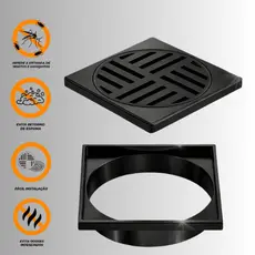 Ralo Grelha ABS Anti-inseto Automático Inteligente Quadrado 10x10 cm CORES PRETO, BRANCO OU CROMADO