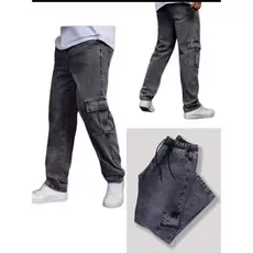 Calça Cargo Grafite Bolso Lateral Street Urbano Estilo Rua Streetwear Estonada Cinza Grafite
