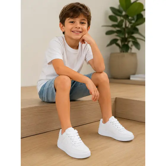 Tenis Infantil Menino Menina Casual Escola Passeio Confortavel Branco
