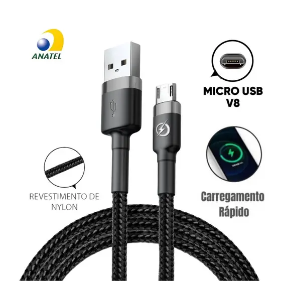 Cabo Micro USB Turbo Resistente Original Envio Imediato Direto da Fábrica