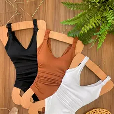 Croped Feminino Blusa Blusinha Com Bojo Elegante