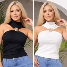 Cropped Feminino Blusa Blusinha Com Bojo Elegante