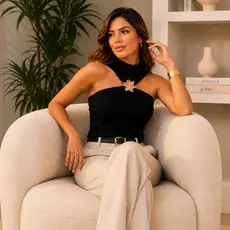 Blusinha Feminina Social Blusa Cropped Com Bojo Elegante