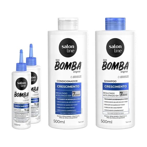 Kit SOS Bomba 500ml + 2 Tônicos crescimento acelerado Salon Line