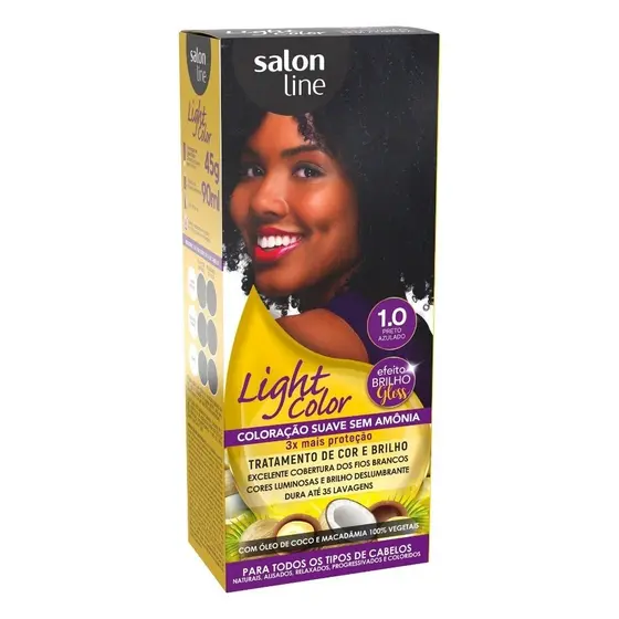 Tinta para Cabelos Preto Azulado 1.0 - Coloração Light Color