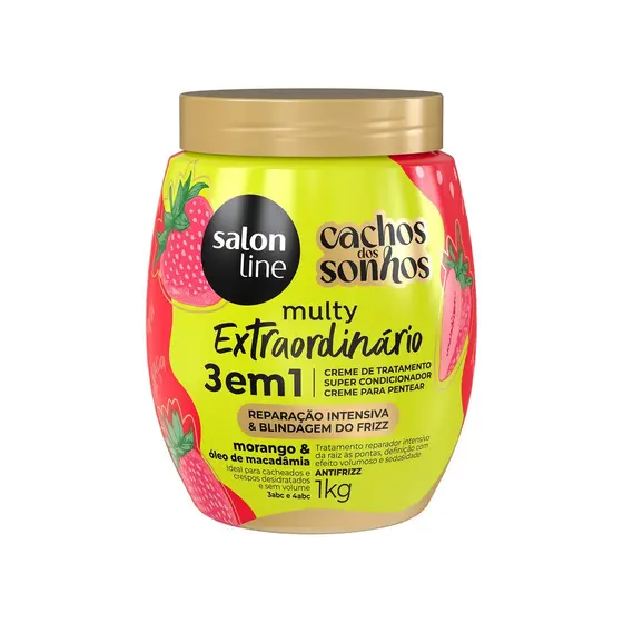 Creme de Tratamento Morango 3 em 1 Cachos dos Sonhos Multy Extraordinário 1kg