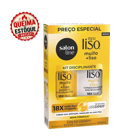 Kit Shampoo 300ml + Condicionador 200ml  Meu Liso Muito + Liso