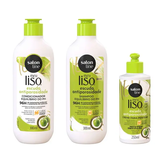 Kit Shampoo + Condicionador + Creme para Pentear Meu Liso Antiporosidade
