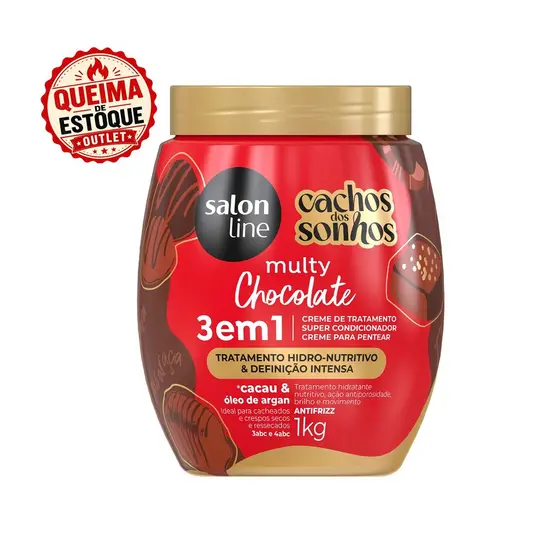 Creme de Tratamento 3 em 1 Cachos dos Sonhos Multy Chocolate 1kg