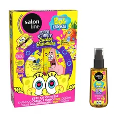 Kit SOS Cachos Kids Bob Esponja com Shampoo + Creme Multifuncional e Óleo de Tratamento