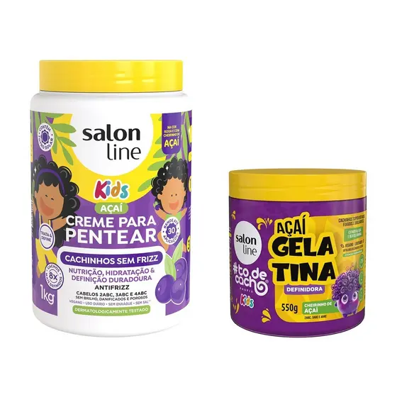 Kit Cheirinho de Açaí com Creme para Pentear e Gelatina #todecacho Kids