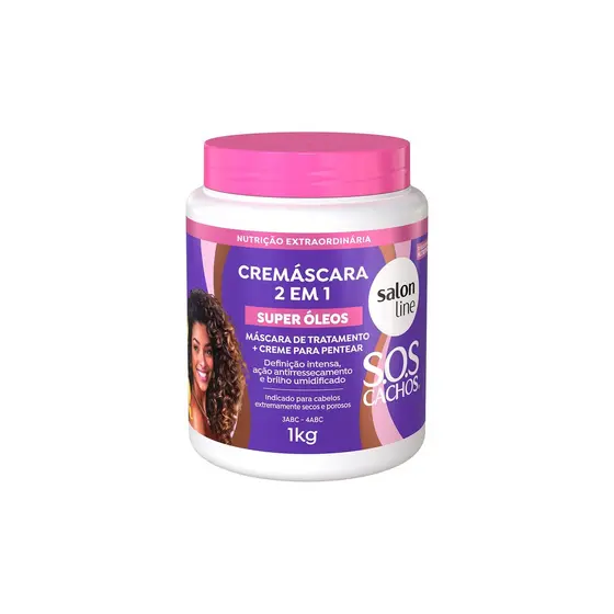 Cremáscara 2 em 1 SOS Cachos Super Óleos Salon Line 1kg