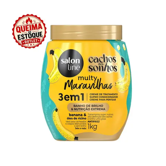 Creme de Tratamento Banana 3 em 1 Cachos dos Sonhos Multy Maravilhas 1kg