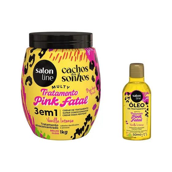 Kit Cachos dos Sonhos Multy Pink Fatal com Creme para Pentear + Óleo de Tratamento