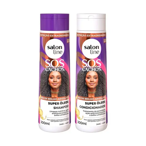 Kit Shampoo e Condicionador SOS Cachos Super Óleos Nutritivo Salon Line