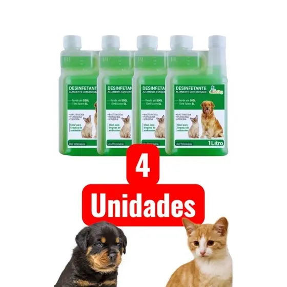 Kit 4 Desinfetantes Pet Super Concentrado - 1L Cada – Herbal - Be Dog