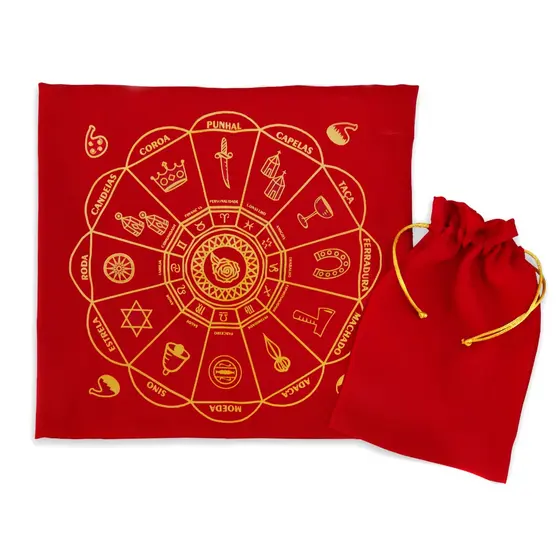 Toalha Roda Cigana + Saquinho Para Guardar Cartas De Tarô
