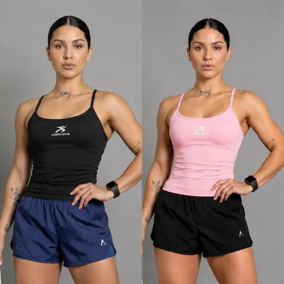Kit 2 Regata Fitness Feminina Alça Fina em Poliamida - Conforto e Estilo para Seus Treinos