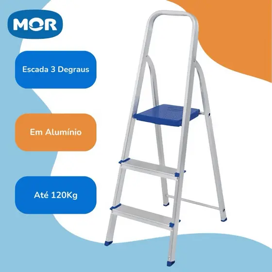 Escada Alumínio 3 Degraus MOR