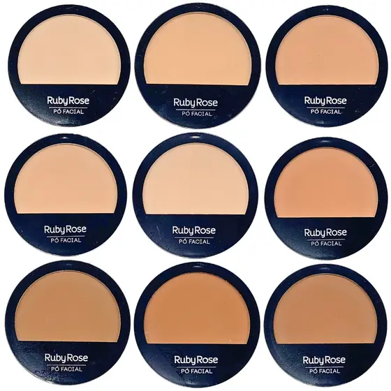 Pó Compacto Facial Cores Claras e Escuras - Ruby Rose Hb7206