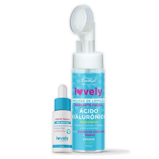 Kit Limpeza Mousse Facial e Sérum Lovely by Face Beautiful