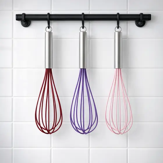 Batedor de Ovos Massas Fouet Silicone Premium | Cabo Inox | Não Risca Panela ideal para sua casa e cozinha