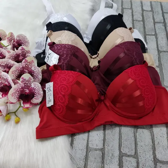 Kit 4 Sutiã de Bojo com alça reforçada PLUS SIZE detalhe em renda e fita PALA LARGA