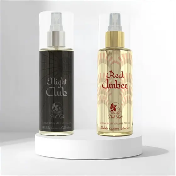 Kit (02 unidades) Night Club + Real Amber 200ml Body Splash Árabe PINK KALI spray feminino masculino Original fragrância
