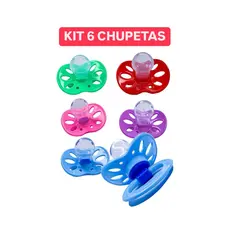 KIT 6 CHUPETAS BARATINHO BICO SILICONE ORTO OU REDONDO FASE 2