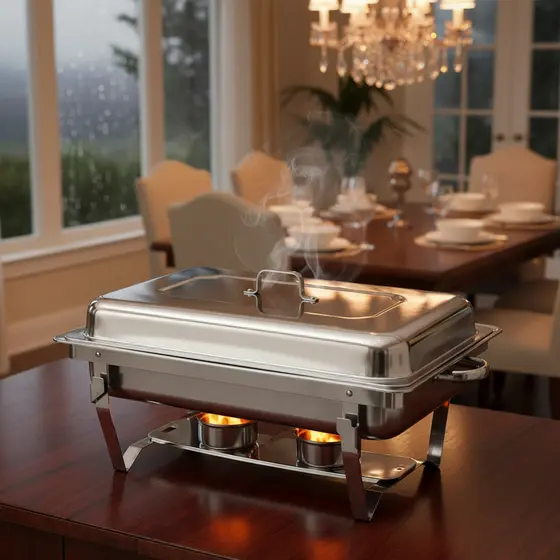 Rechaud Inox 12 Litros Banho Maria 3 Cubas  2 Cubas 1 Cuba para Buffet Restaurante Churrasco