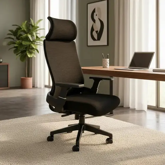 Cadeira Escritório Ergonômica Com Apoio De Braço E Cabeça