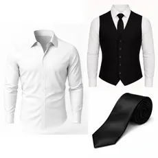 Kit Colete Social Masculino LA CLASSY + Camisa Social + Gravata Social - Envio Imediato