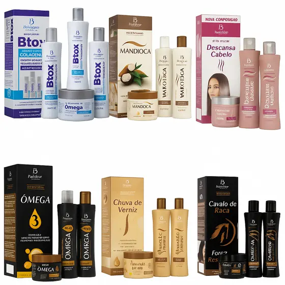 Kit Capilar Shampoo Condicionador Bio Instinto 4 Itens Chuva de Verniz Cavalo de Raça Btox Colágeno Mandioca
