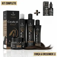 Kit Cavalo de Raça 5 Itens Hidratação Capilar e Tônico Capilar Antiqueda