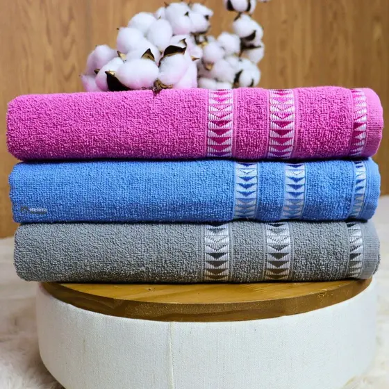 3 Toalha de Banho  100% Algodão Grande Felpuda Bordada Luxo secagem rápida 1,30x70cm