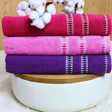 3 Toalha de Banho 100% Algodão Grande Bordada Alta absorção cores Sofisticada Masculino e Feminino