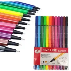 Estojo De 12 Canetas Fine Line Ponta Fina Para Escrever Colorida 0.4mm Canetinha