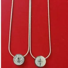 Colar São Bento Aço Inoxidável 316L Medalha Dupla Face Unissex Corrente Resistente Prata