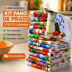 Pano De Prato Estampado Bainha Kit Com 5/10/15 Peças 100% Algodão